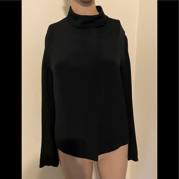 $690 90’s VTG Mila Schon 40 8 Jacket Blazer Black Mesh Trim Band Collar Full Zip - Picture 1 of 6